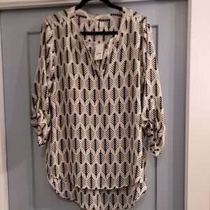 Cato Black and White Chevron Blouse